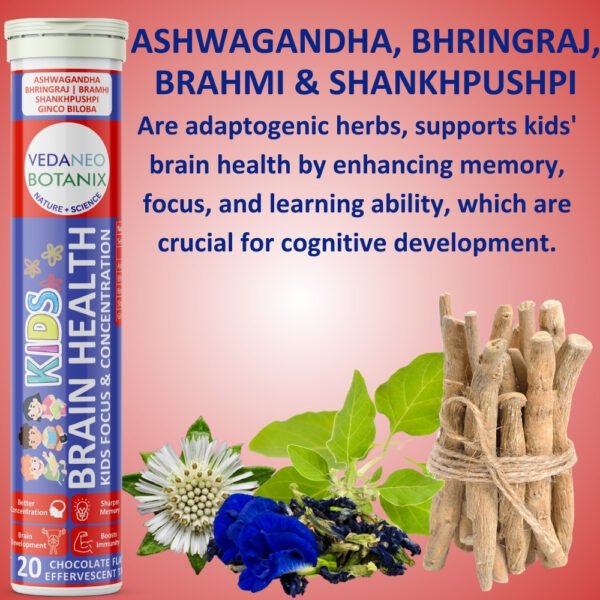 bhringraj,shankhpushpi,brahmi,ginko biloba,effervescent tablet,Ashwagandha for kids,bhringraj uses for kids brain development,shankhpushpi for kids,brahmi for brain of child,ginko biloba for kids brain health,Effervescent tablets for kids brain health,kids brain development